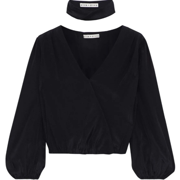 ALICE + OLIVIA Luba wrap-effect silk crepe de chine blouse - Picture 3 of 4